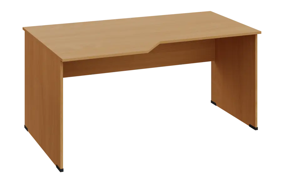 EZL 28 - 166 stůl kancelářský, rohový, levý, dřevěná podnož, deska 25 mm, široký 1600 mm, buk Royal